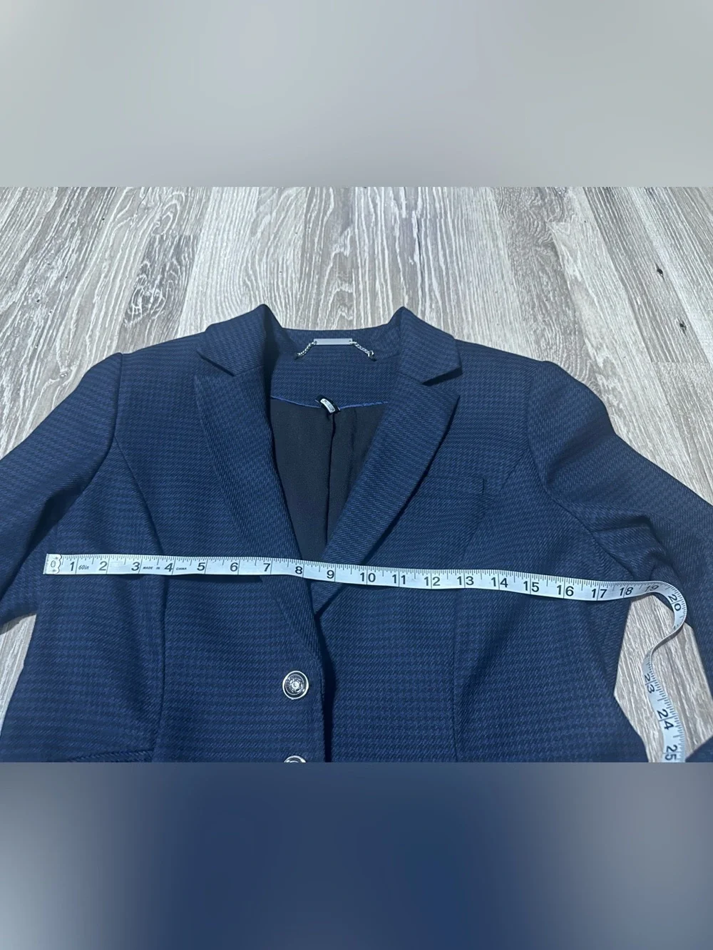 White House Black Market Navy and Black‎ Textured Jacket - Blue/Black Size 10
